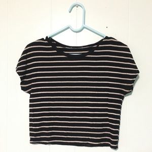 Striped Cropped black and white shirt